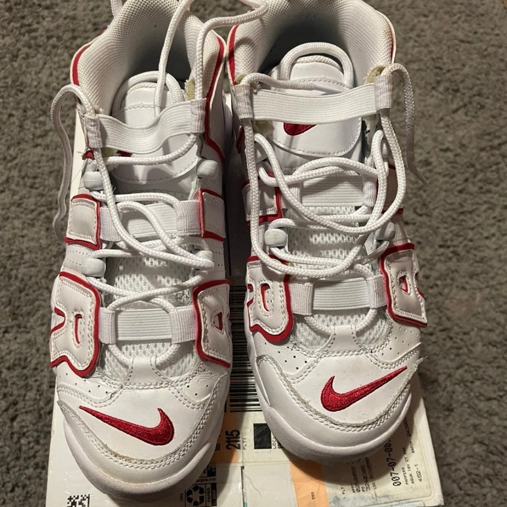 Nike Kids White Sneakers with Red Accents